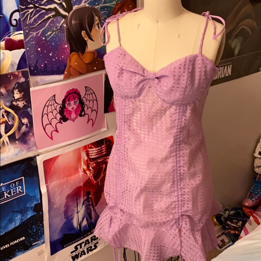 Sugar Thrillz lavender gingham dress